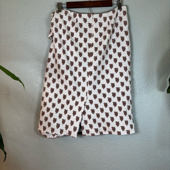 Anthropologie Maeve Cream Blue Bohemian Floral Patterned Faux Wrap Midi Skirt 12 - Picture 6 of 14